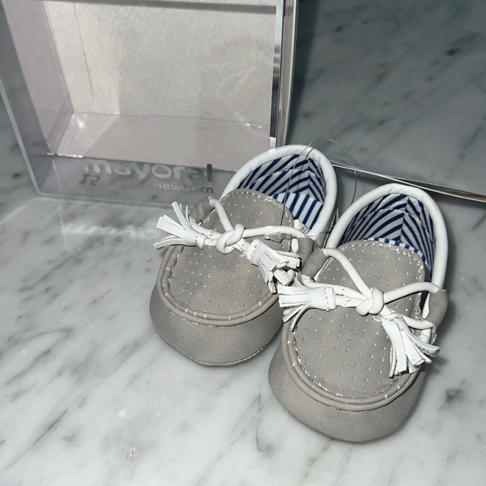 New Mayoral Baby Slip On Moccasin Style Shoe Grey and White